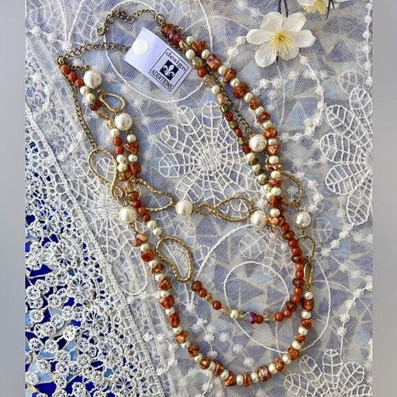 Asymmetrical Multi-Strand Beaded Necklace Y2K New Old Stock - Picture 2 of 11